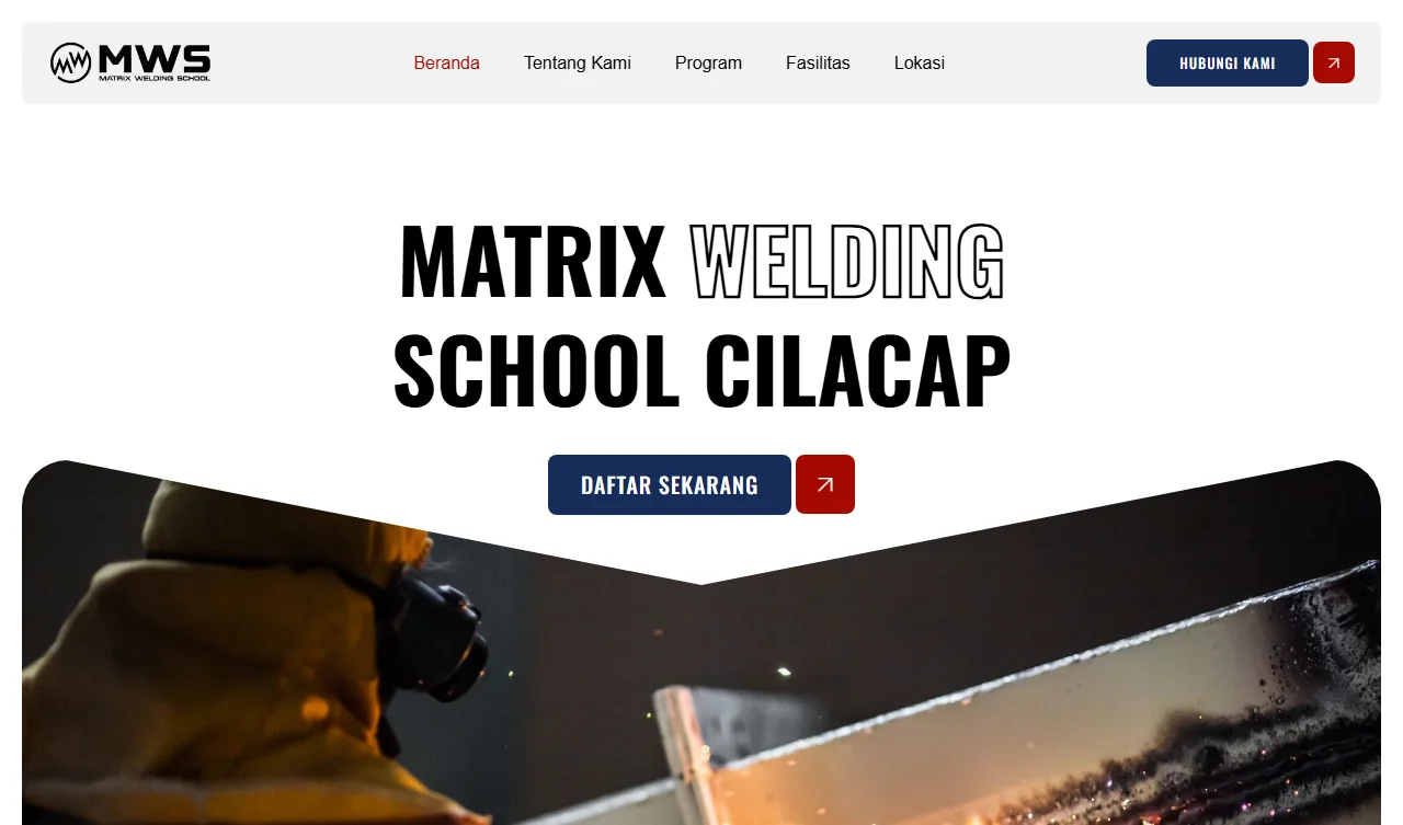 Preview hero section website Matrix Welding School